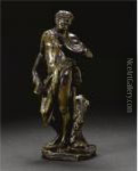 French, Circa 1800
 

 
 A Bronze Figure Of A Satyr Playing A Horn Oil Painting - Francois Lemoine (see Lemoyne)