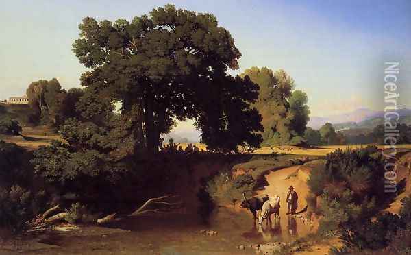 View in the Roman Countryside Oil Painting - Jean Achille Benouville