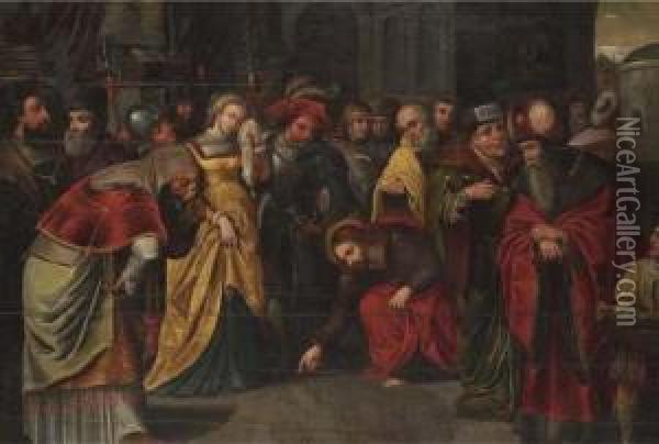Le Christ Et La Femme Adultere Oil Painting - Frans I Francken