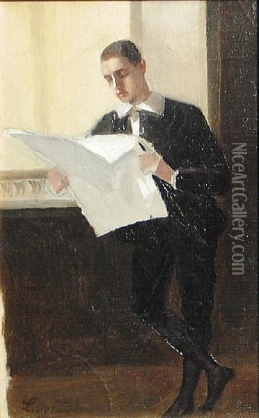 Reading The News Oil Painting - Joseph Fortune Layraud