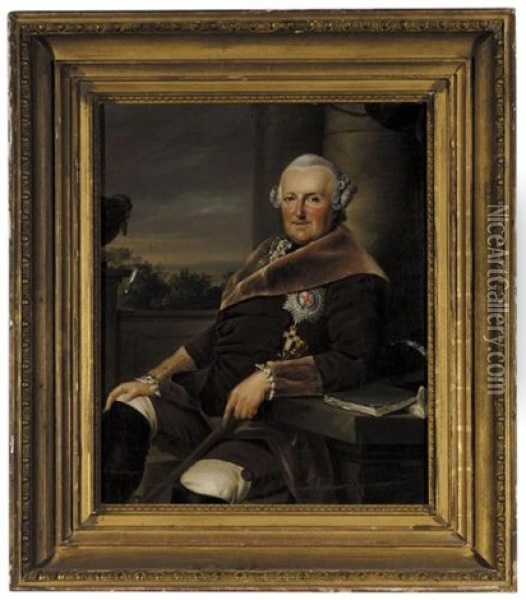 Portrait Of Ferdinand Duke Of Brunswick-wolfenbuttel (after Johann Georg Ziesenis) Oil Painting - Friedrich Georg Weitsch