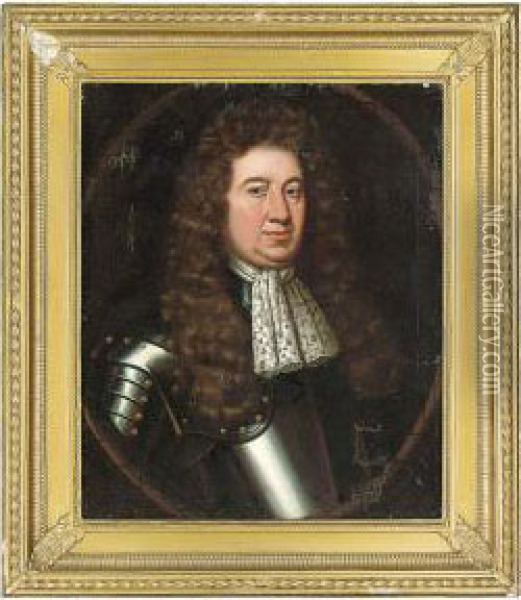 Portrait Of A Gentleman, Bust-length, In Armour Oil Painting - Sir John Baptist de Medina