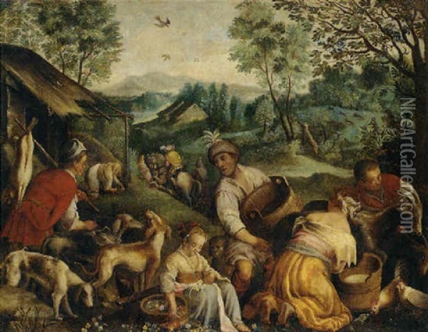 Country Pursuits Oil Painting - Jacopo dal Ponte Bassano