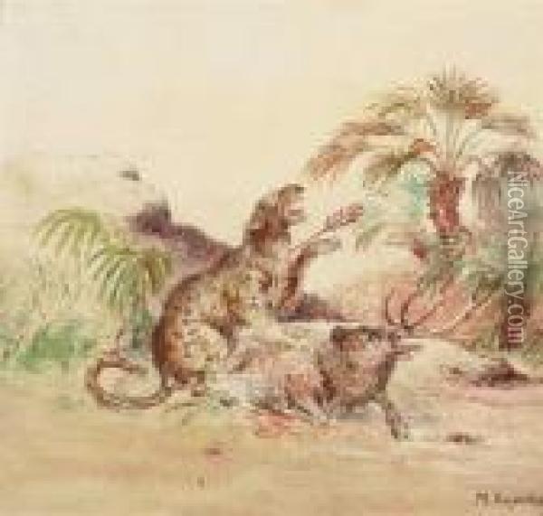 The Tiger Hunt Oil Painting - Johann Moritz Rugendas