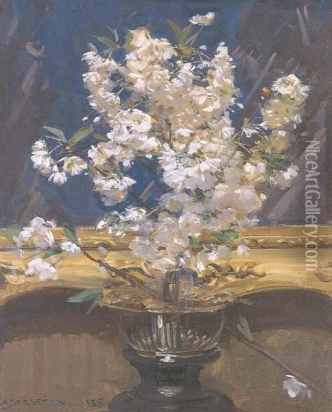 Cherry Blossom Oil Painting - Arthur Ernest Streeton