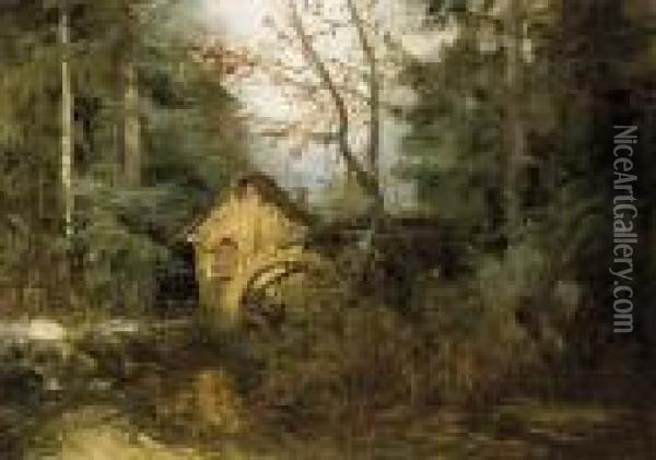 A Watermill In The Woods Oil Painting - Efim Efimovich Volkov