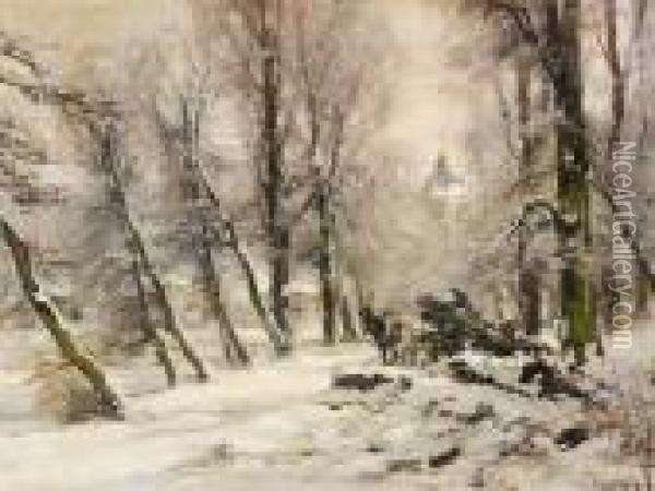 Winter In The Palace Park Oil Painting - Louis Apol