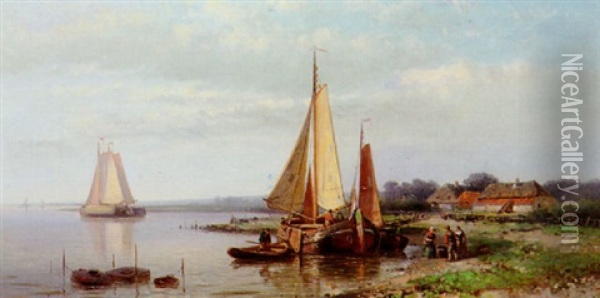 A Dutch Coastal Scene Oil Painting - Abraham Hulk the Elder