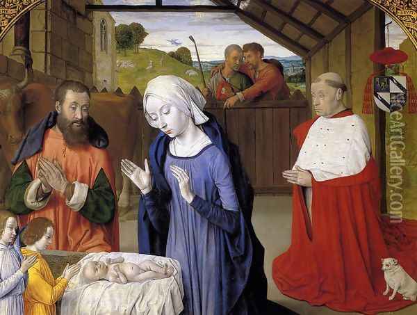 Nativity c. 1480 Oil Painting - Master of Moulins (Jean Hey)