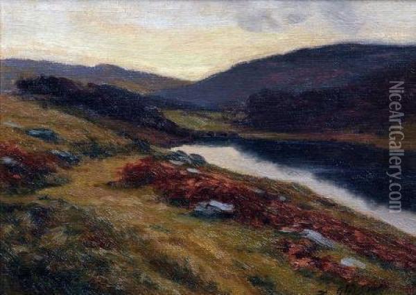 River Landscape Oil Painting - Alfred Oliver