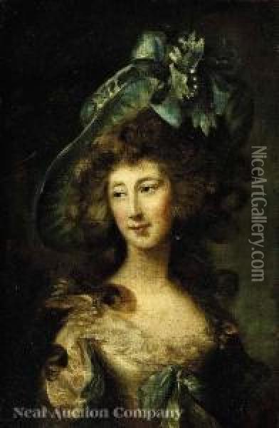 Ladyin A Blue Hat Oil Painting - Dupont Gainsborough