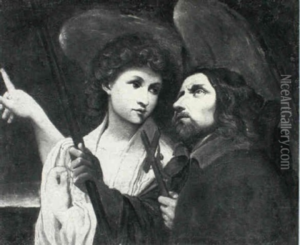 Pilgrim Saint With The Archangel Raphael Oil Painting - Annibale Carracci