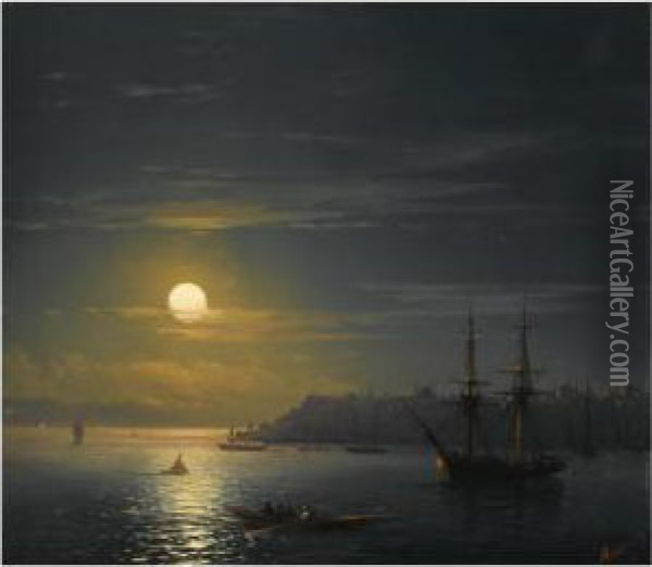 View Of Constantinople In Moonlight Oil Painting - Ivan Konstantinovich Aivazovsky