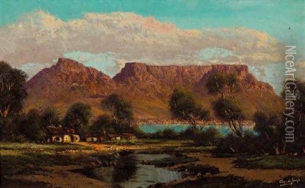 Table Mountain From Milnerton Oil Painting - Tinus de Jongh