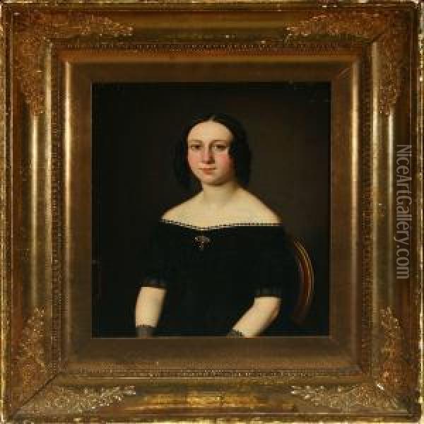 Portrait Of Mrs. Clara
 Weilbye Oil Painting - Andreas Herman Hunaeus