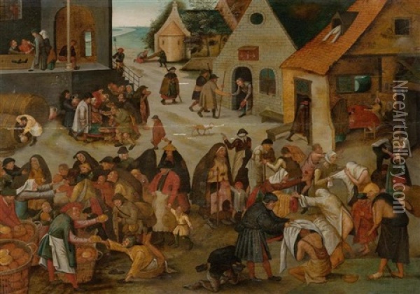 Die Sieben Werke Der Barmherzigkeit Oil Painting - Pieter Brueghel the Younger