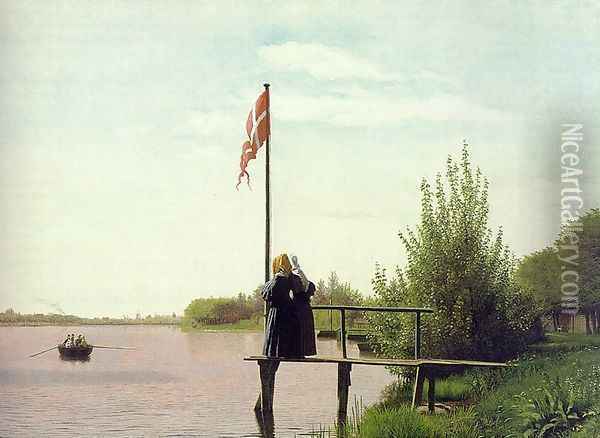 View of Lake Sortedam 1838 Oil Painting - Christen Kobke