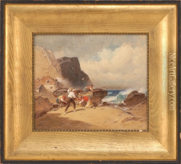 Casting Off The Beach Oil Painting - George Washington Nicholson