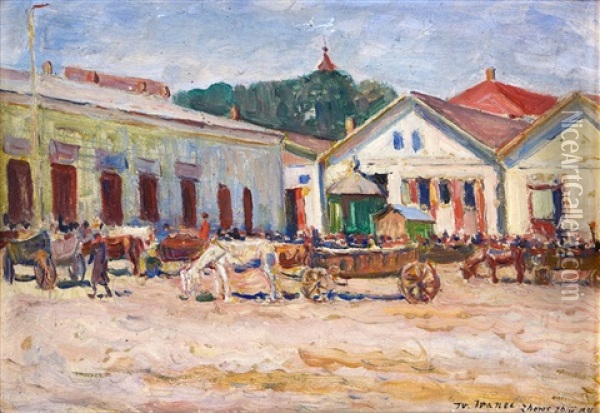 Trh Ve Zborove Oil Painting - Ivan Ivanec
