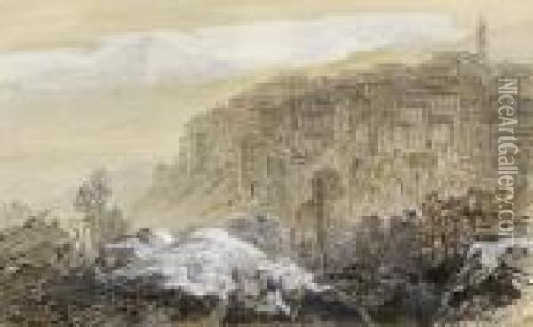Sartene, Corsica Oil Painting - Edward Lear
