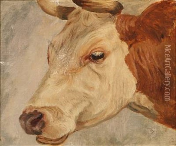 A Cow's Head (study) Oil Painting - Theodor Philipsen