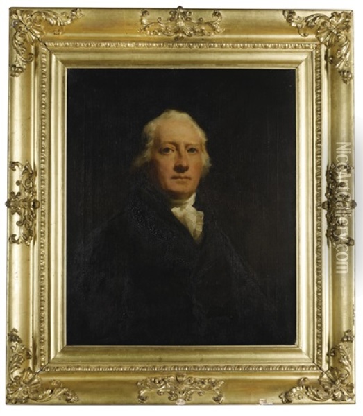 Portrait Of Sir John Belsches Wishart, Later Stuart, 3rd Bt. (1752-1821), Half-length, Wearing A Black Coat With A White Stock Oil Painting - Sir Henry Raeburn
