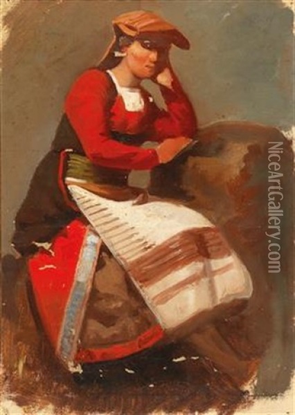 Peasant Woman Oil Painting - Vincenzo Cabianca