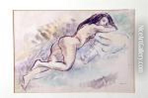 Sleeping Nude Oil Painting - Jules Pascin