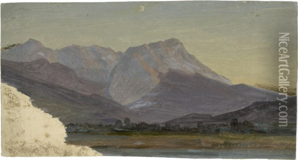Alpenlandschaft Im Abendlicht Oil Painting - Heinrich Heinlein