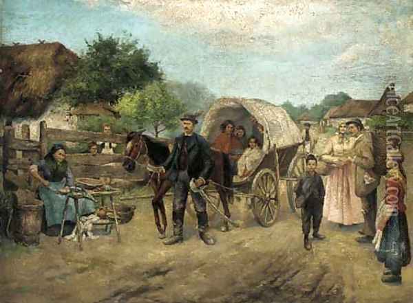 The road to market Oil Painting - Hungarian School