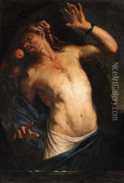 Tantalus Oil Painting - Giovanni Battista Langetti