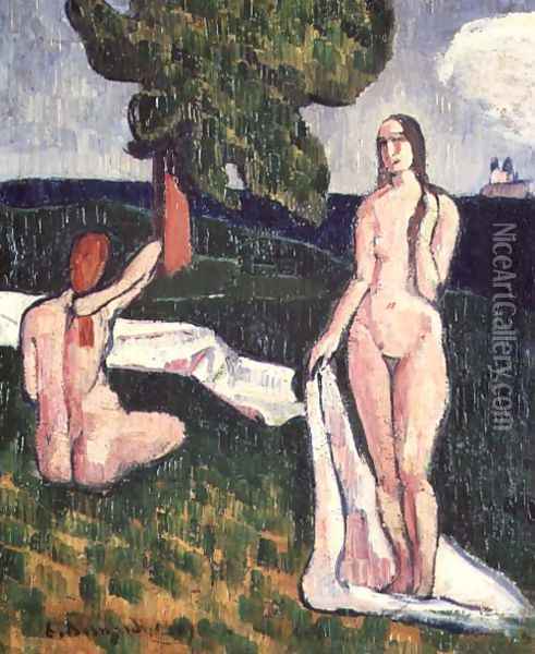 Two Bathers under a Tree, 1889 Oil Painting - Emile Bernard