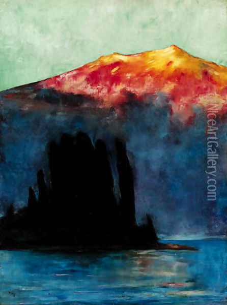 Sonnenuntergang am Gardasee Oil Painting - Lesser Ury