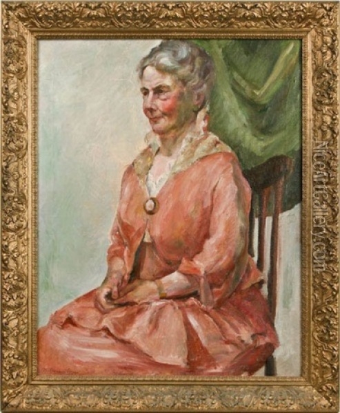 Portrait Of A Lady In Pink Oil Painting - Colin Campbell Cooper