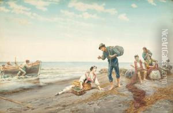 The Day's Catch Oil Painting - Pietro Gabrini