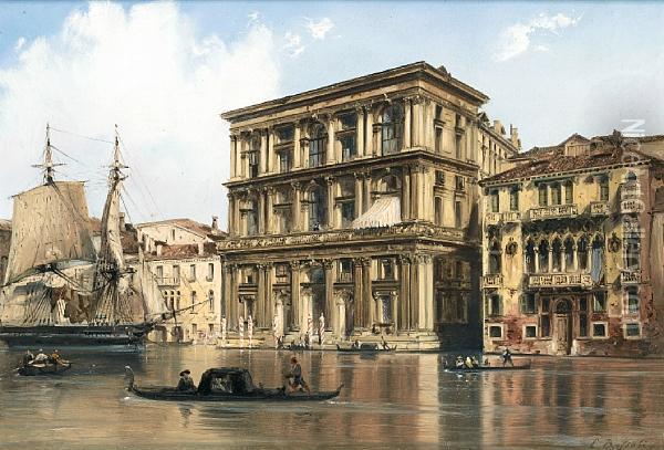 On The Grand Canal, Venice Oil Painting - Carlo Bossoli