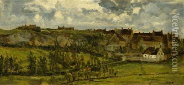 Landscape With Village. Oil Painting - Theodore Rousseau
