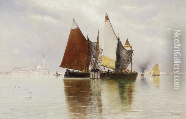 A Serene Summer Day Off Venice With The Isola Di San Giorgio Maggiore Oil Painting - Ascan Lutteroth