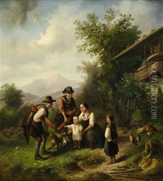 Der Besuch Der Groseltern Oil Painting - Joseph Heinrich Ludwig Marr