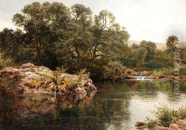 A River Bank Oil Painting - Benjamin Williams Leader