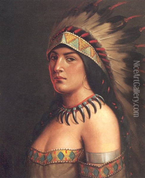 Chip-ink-tu-ta (prairie Flower): Halfbreed, Sioux And French Canadian Oil Painting - Astley David Middleton Cooper