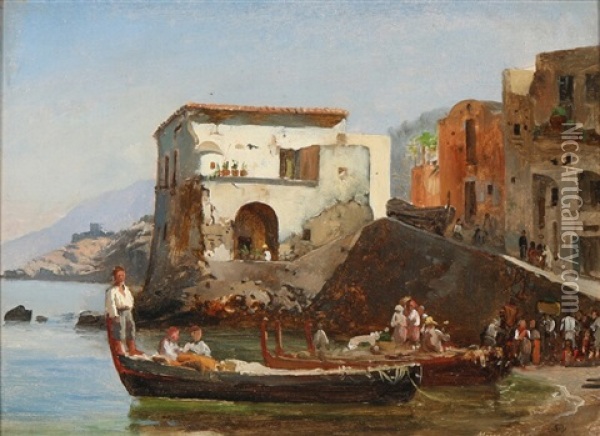 Coastal View From Massa, Italy Oil Painting - Carl Fredrick Sorensen
