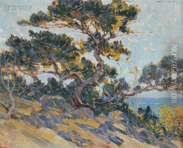 Windswept Cypress/a California View Oil Painting - William Baxter Closson