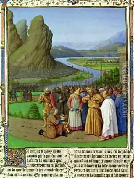 David Learning of the Death of Saul from Antiquites Judaiques Oil Painting - Jean Fouquet