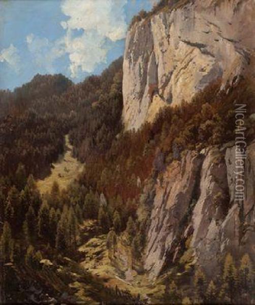 Felsigegebirgslandschaft Bei Lofer In Tirol Oil Painting - Karl Millner