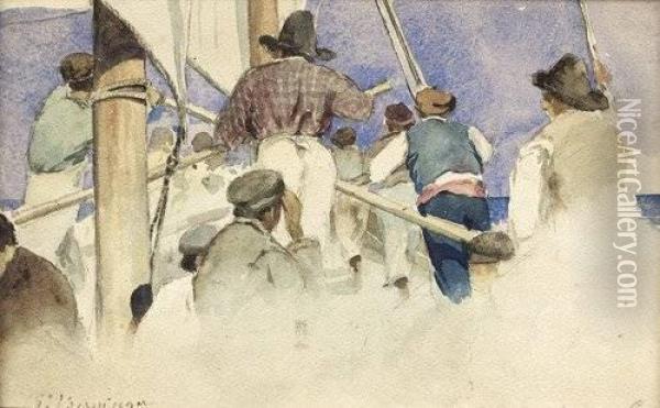 Auf Dem Marktschiff Von Capri Oil Painting - Edmund Berninger