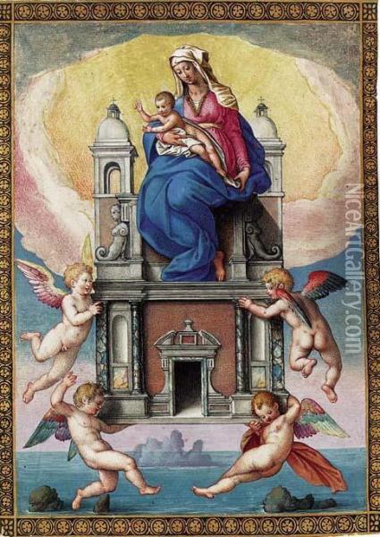 Our Lady Of Loretto Oil Painting - Flaminio Allegrini