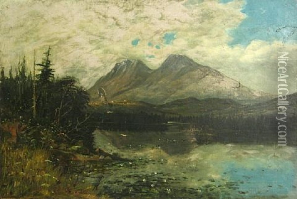 A Lake View With Mountain Peaks In The Distance Oil Painting - Charles Craig