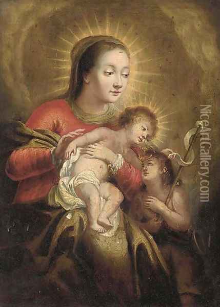 The Virgin and Child and with the Infant Saint John the Baptist Oil Painting - Cornelius I Schut