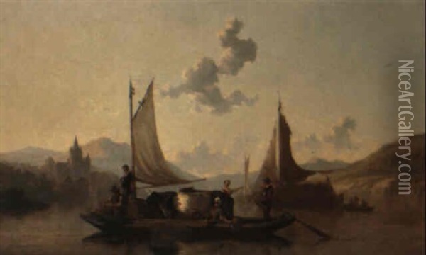 Le Passage Du Bac Oil Painting - Alfred Eduard Agenor de Bylandt